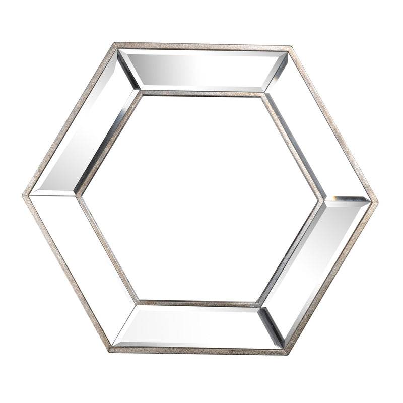 Hexagon Wall Mirror With Contemporary Glass Design, Home Decor Accent Mirror For Living Room, Entryway, Bedroom