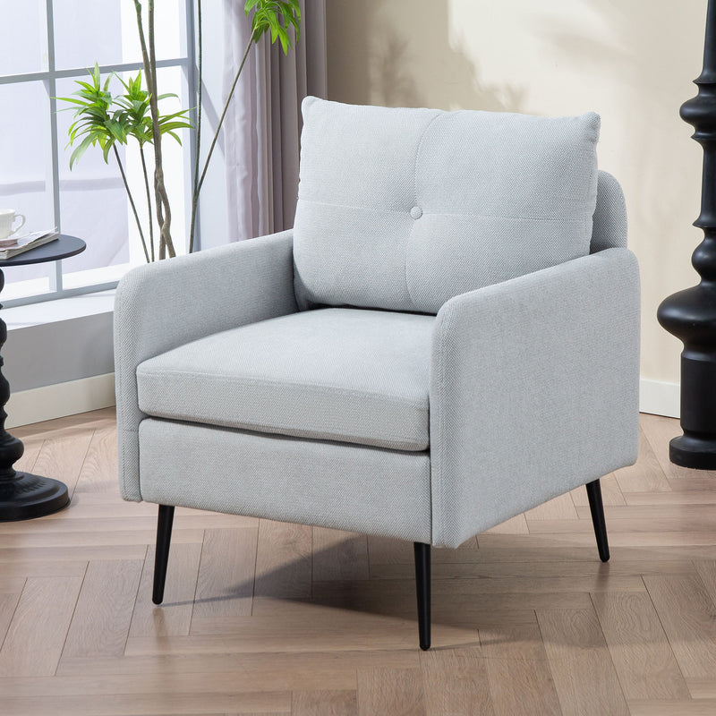Contemporary Accent Chair With Metal Legs, Comfy Fabric Armchair