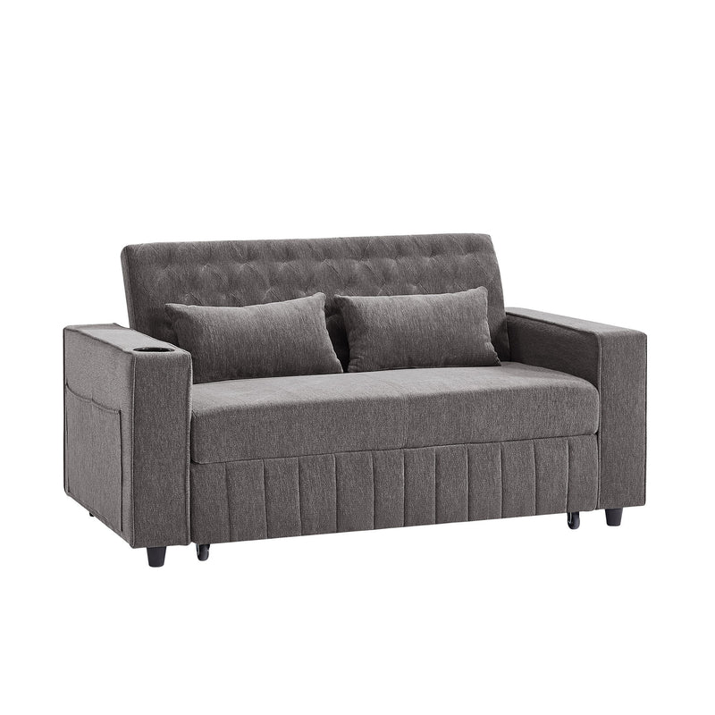 Pull-Out Sofa Bed Convertible Couch With Adjustable Backrest For Living Room
