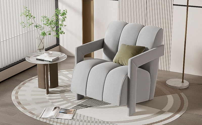 Modern Minimalist Leisure Armchair With L Shaped Armrests
