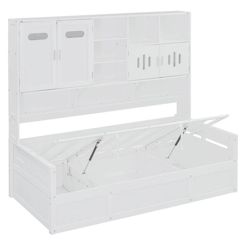 Daybed With All-In-One Cabinet And Shelf