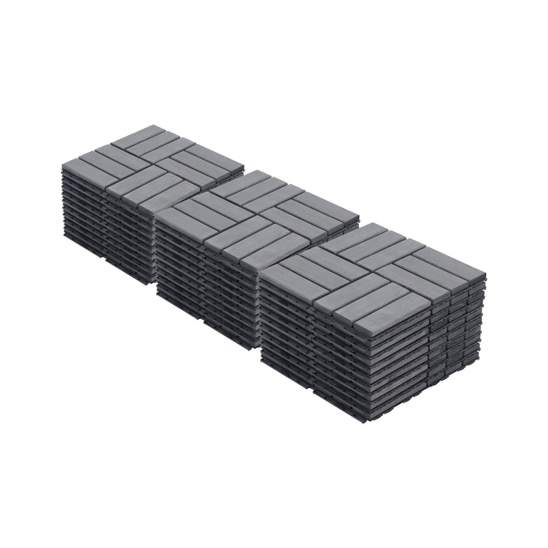 Acacia Wood Interlocking Deck Tiles Checker Pattern For Outdoor Flooring