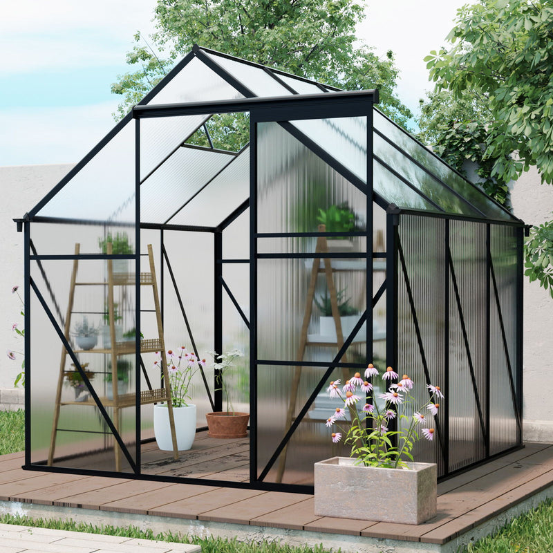 Polycarbonate house Raised Base And Anchor Aluminum Heavy Duty Walk-In houses For Outdoor Backyard In All Season