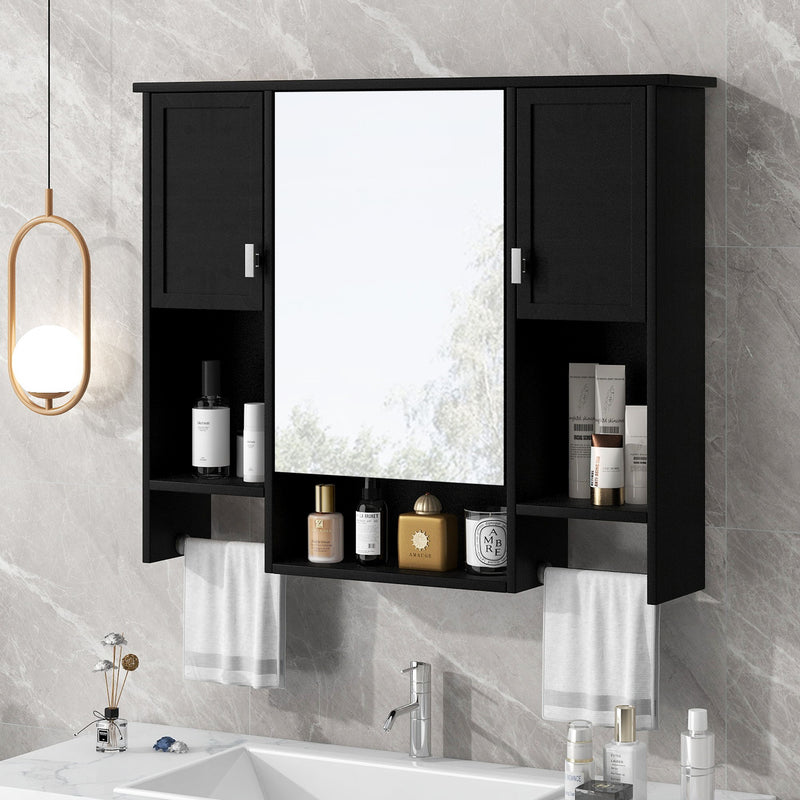 Wall Mounted Bathroom Storage Cabinet With Mirror, Medicine Cabinet With Towel Bar