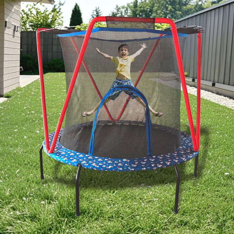 Trampoline, Toddler Indoor / Outdoor With Heighten Net, No Gap Design For Kids - Baby Blue