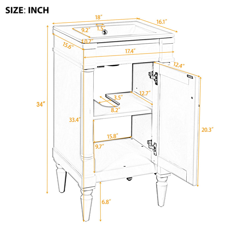Bathroom Vanity With Sink, Storage Cabinet With Door, Drop In Sink, Compact Freestanding Design
