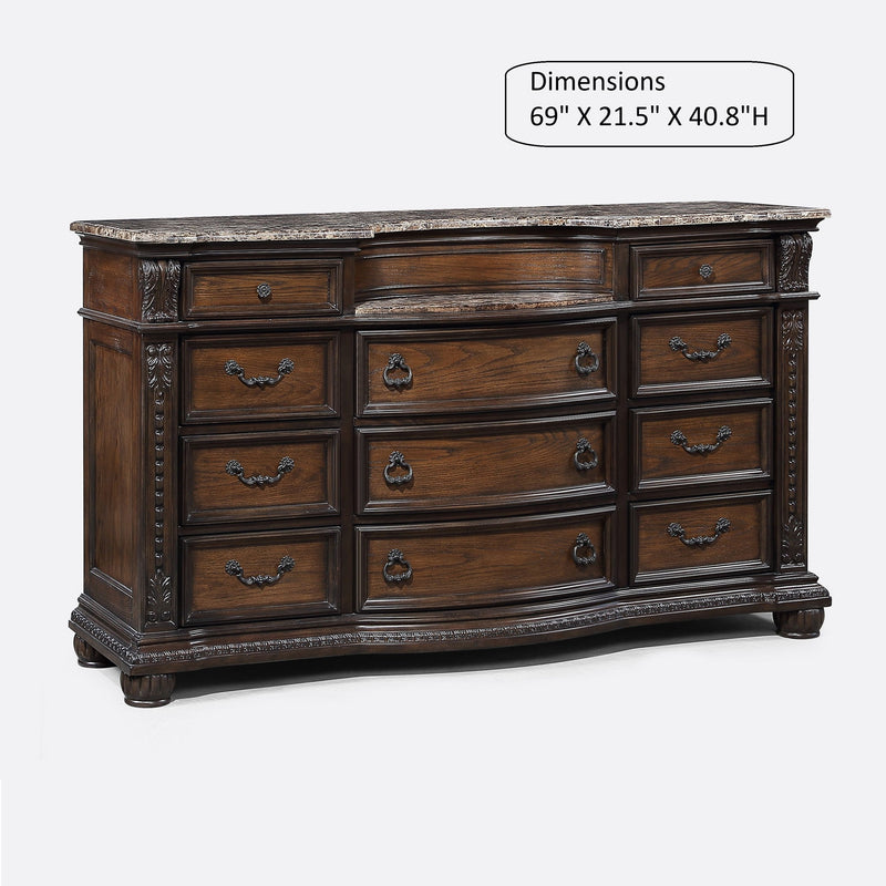11 Drawer Dresser - Brown / Coffee