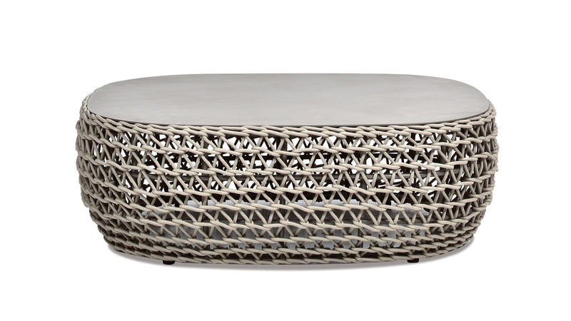 Willow - Oval Woven Patio Coffee Table, Wicker Frame