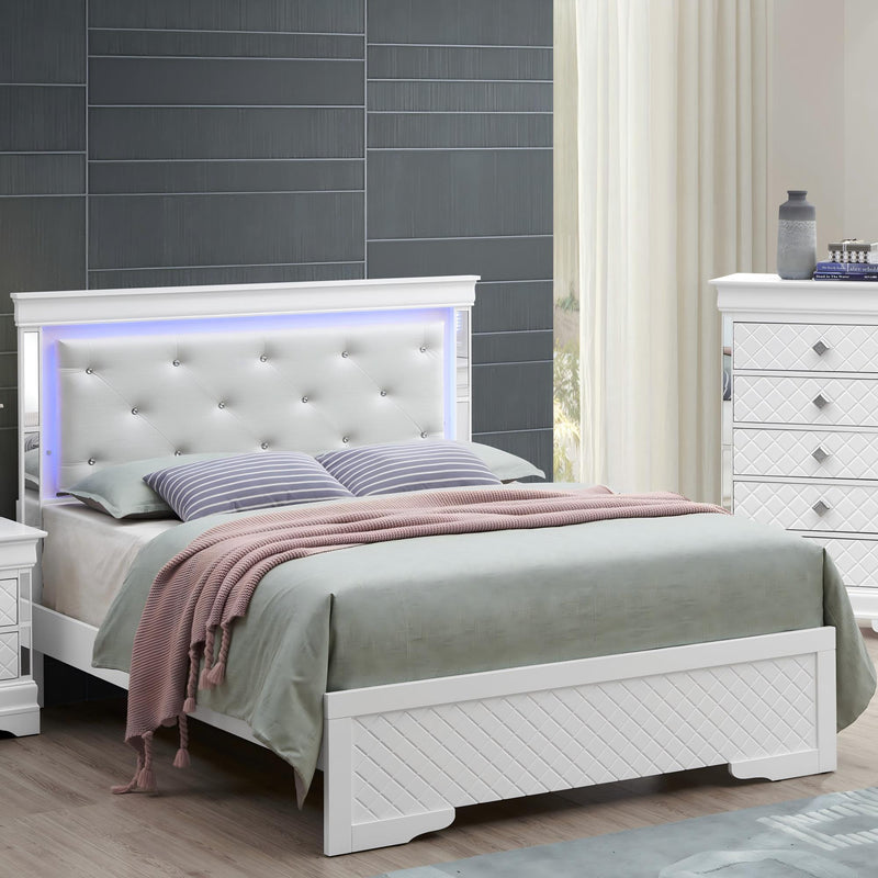 Bed With LED Light Accents Headboard