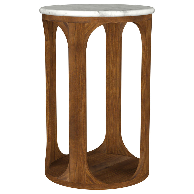 Eaton - Round Side Table - Brown / White