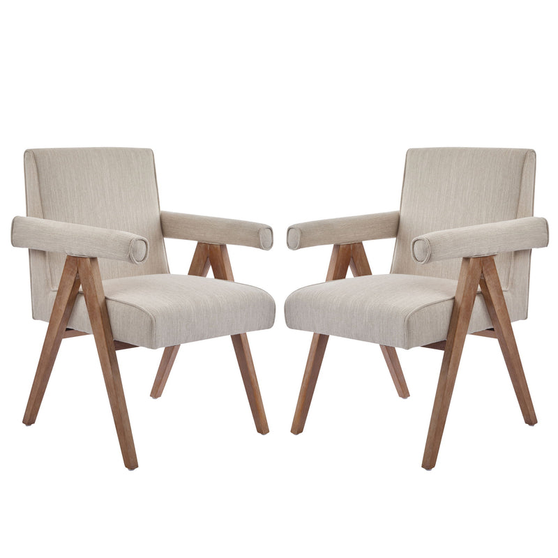 Contemporary Poppy Fabric Dining Armchair With Rubberwood Legs