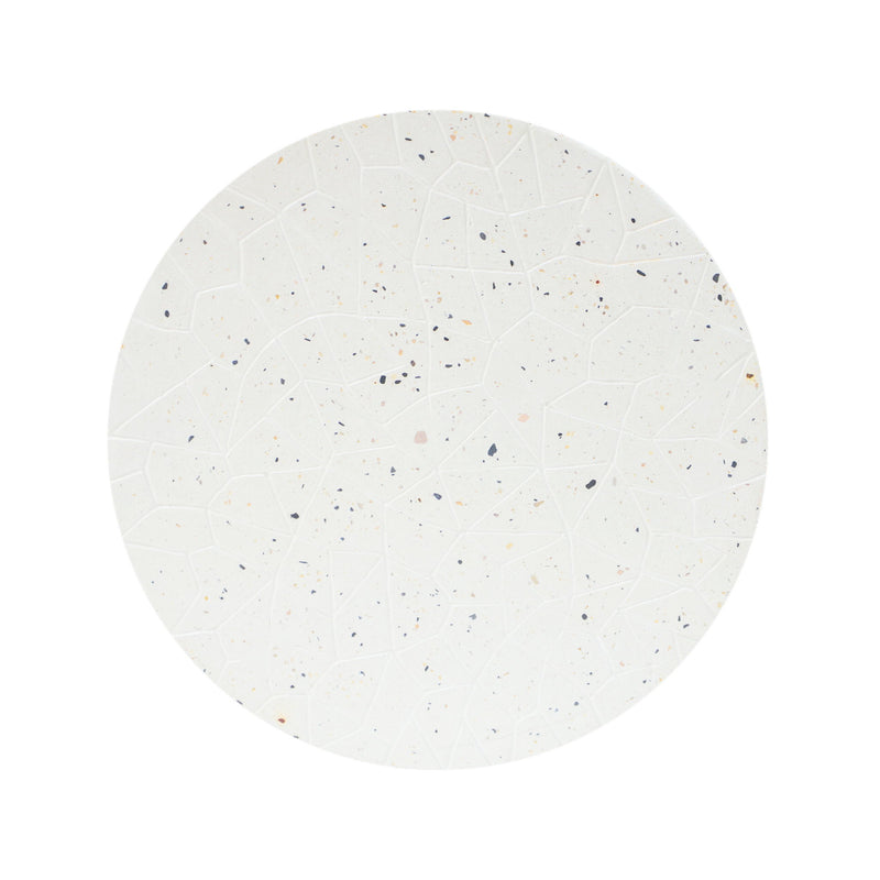 Outdoor Terrazzo Concrete Drum End Table, Living Room Accent Table - White Terrazzo