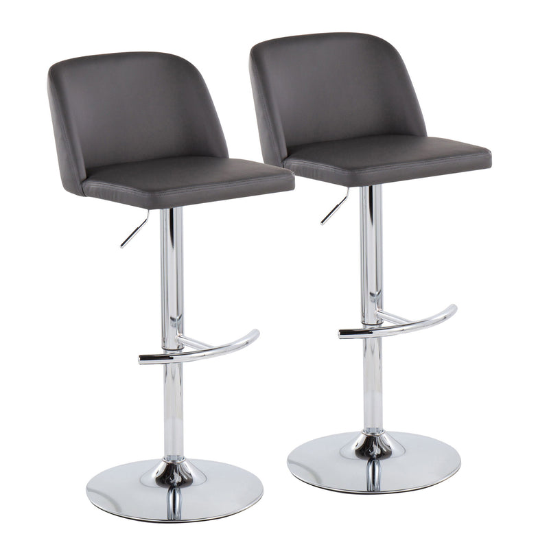 Toriano - Contemporary Adjustable Barstool With Swivel & Rounded T Footrest (Set of 2)