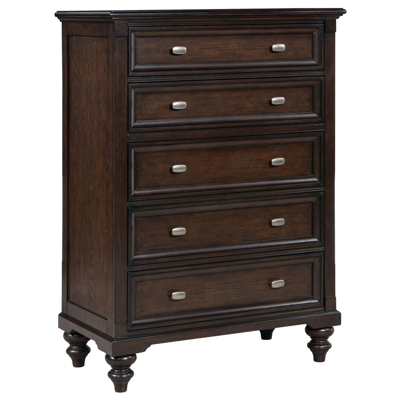 Berwick - 5 Drawer Chest With Felt Lined Top Drawers - Dark Oak