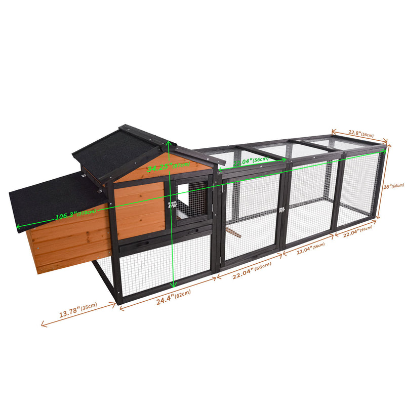 Chicken Coop With Run And Nesting Box, Large Outdoor Hen House For Backyard