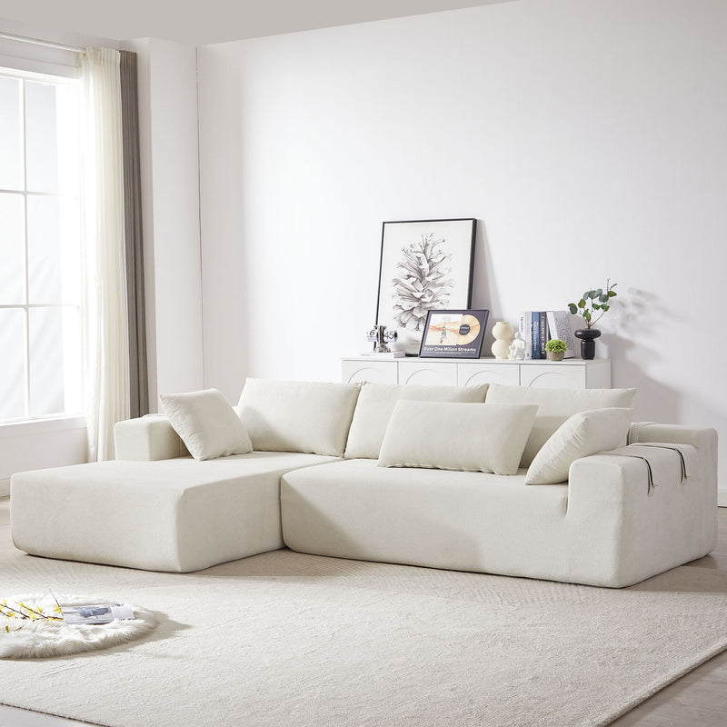 Modern Upholstered Sectional Sofa Couch Set With 6 Pillows, Free Combination
