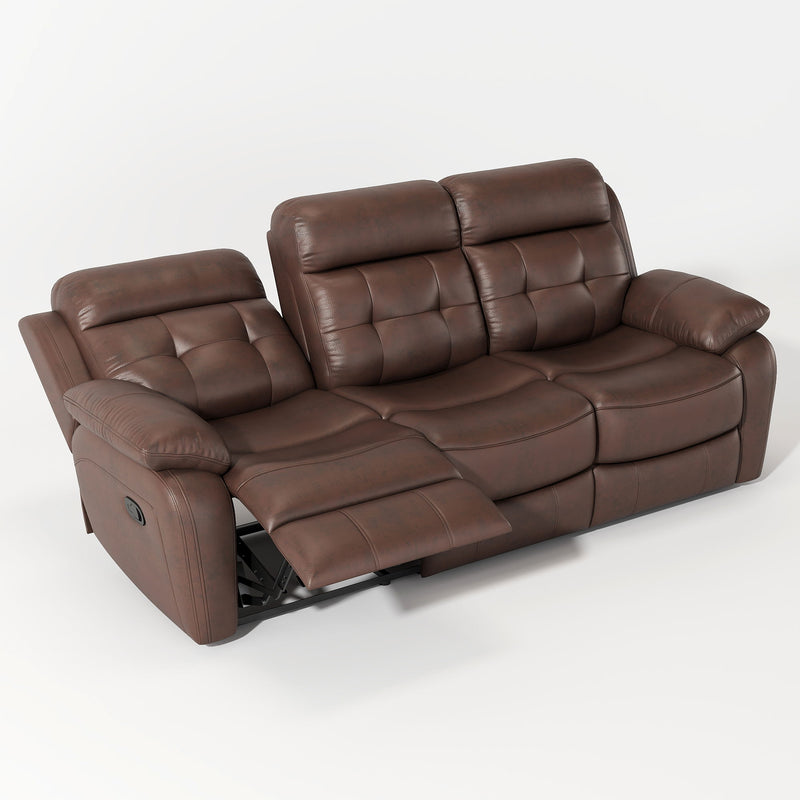 Genuine Non Power Reclining Sofa With Drop Down Table, Stainless Steel Cupholders And Magazine Bag