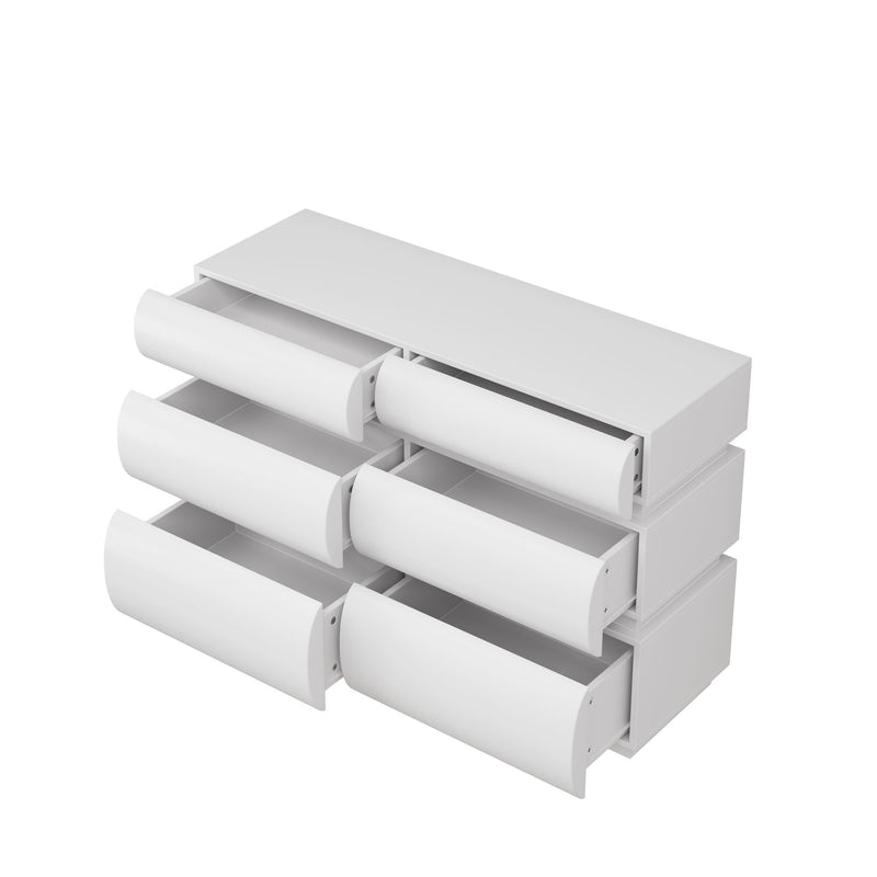 Minimalist Modern 6 Drawer Dresser, Handle Free Design With Wide Storage