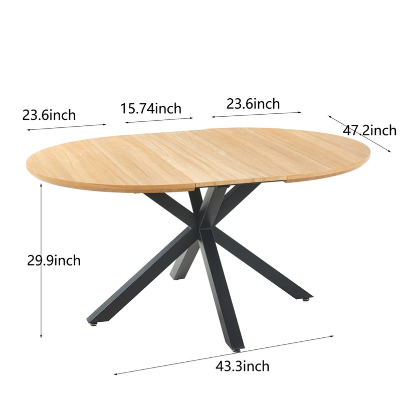 Extendable Round Dining Table - Oak