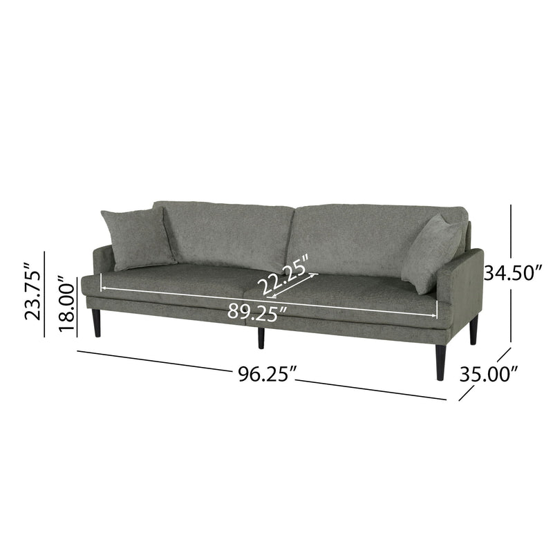 Contemporary 3 Seater Sofa With Plush Upholstery - Gray