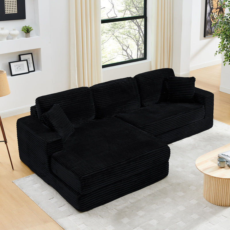 Modern Minimalist L Shape Modular Sectional Sofa, Couch