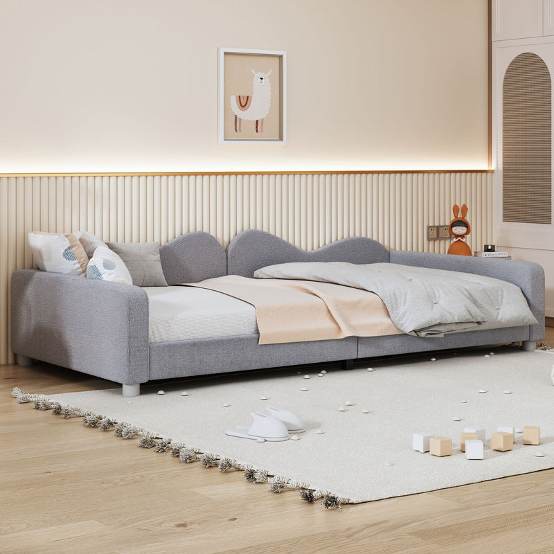 Upholstered Daybed, Sherpa Fabric Sofabed With Cloud-Shaped Backrest