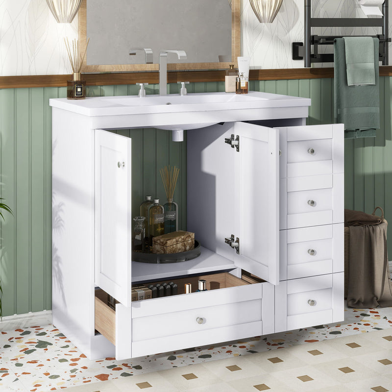 Shaker Free Standing Bathroom Vanity Cabinet With Sink, Soft Close Drawers, Soft Close Doors