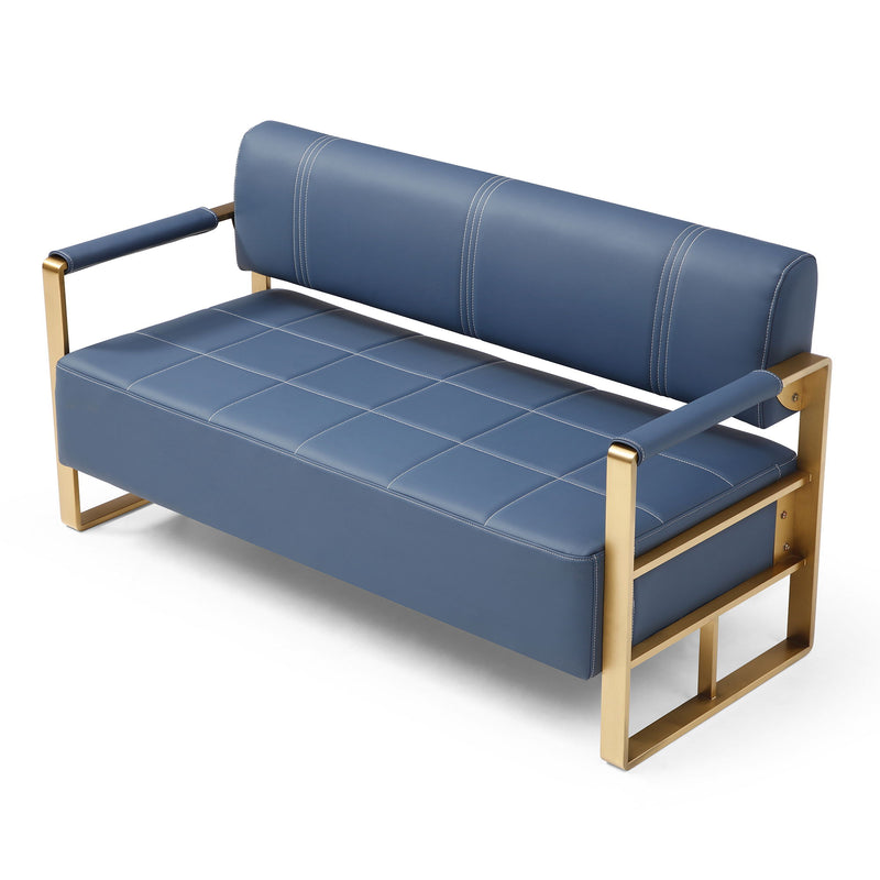 Modern Upholstery Accent Loveseat Sofa For Living Room 2 Seater With Metal Arms