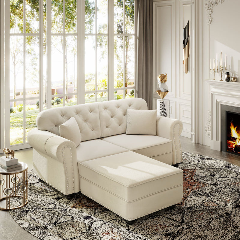 Upholstered Sofa Set With Nailhead Trim And Rolled Armrests, Includes Pillows