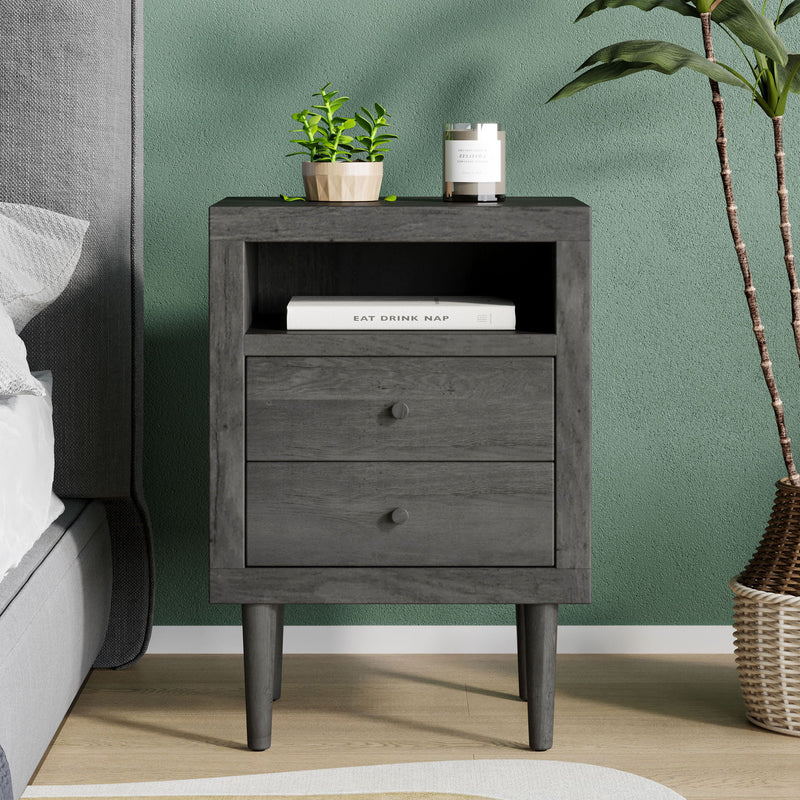 Nystrom - Mid Century Modern 2 Drawer Nightstand