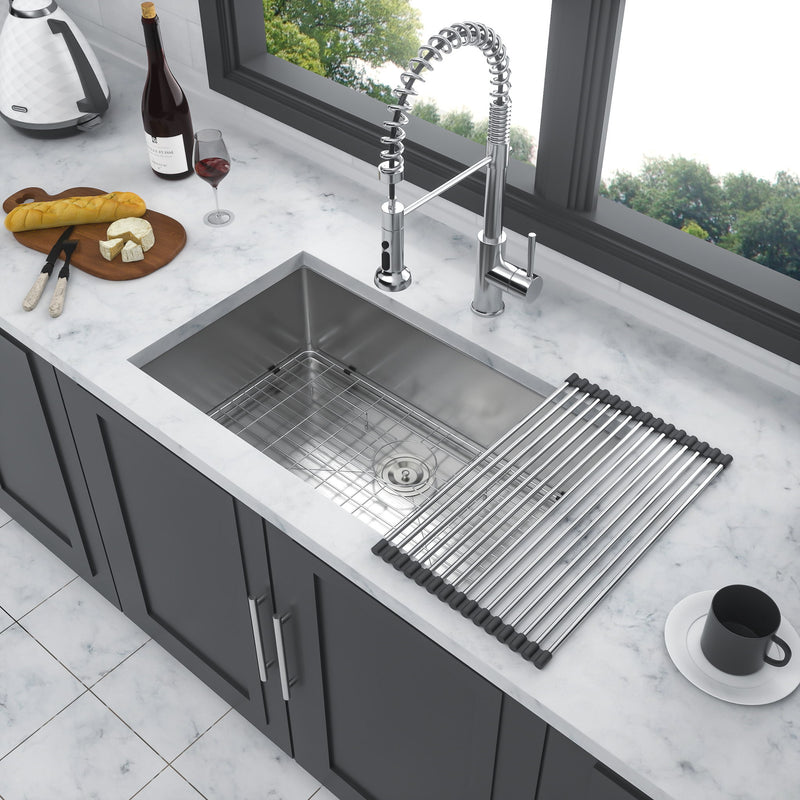 Undermount Steel Kitchen Sink, Deep Single Bowl Basin