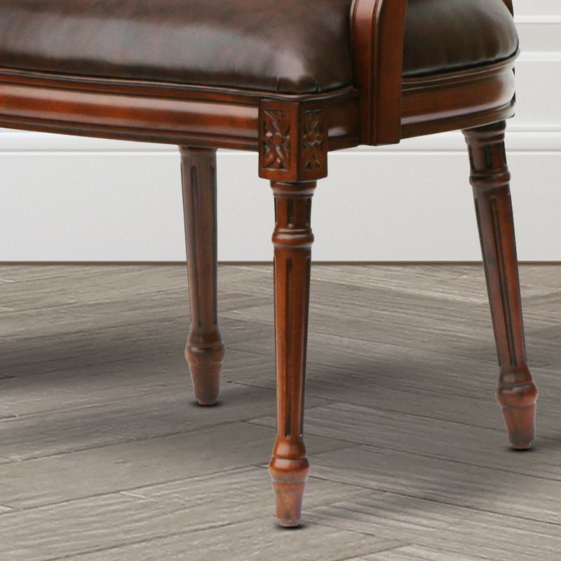 Benard - Oval Back Chair With Floral Carvings - Brown