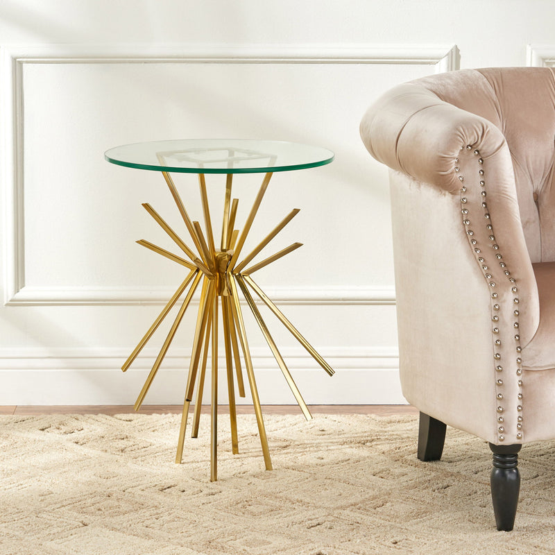 Table With Sunburst Design - Gold
