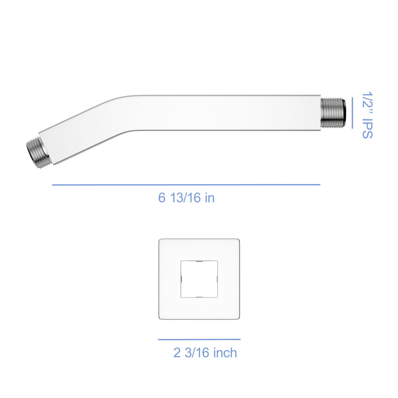 Elegant 6" Shower Arm With Flange, Stainless Steel Construction For Rain Shower Heads