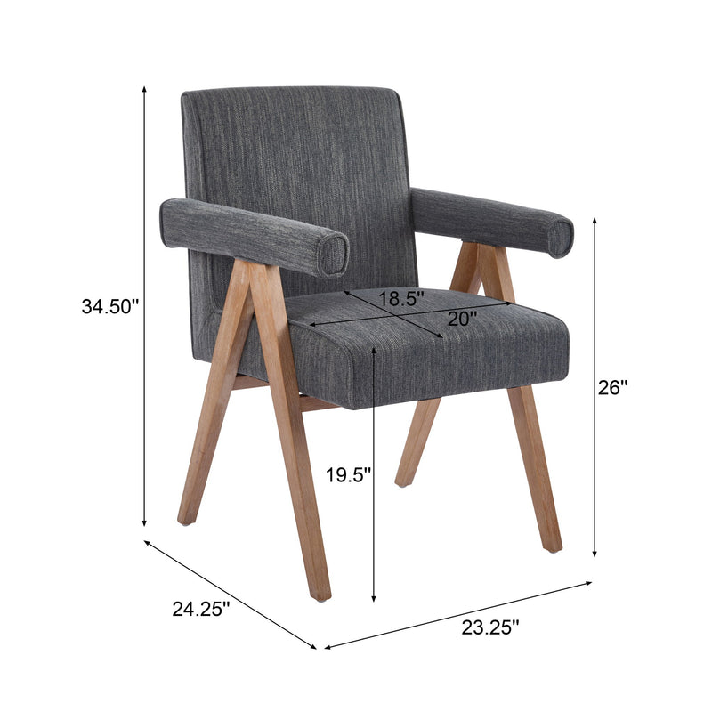 Contemporary Poppy Fabric Dining Armchair With Rubberwood Legs