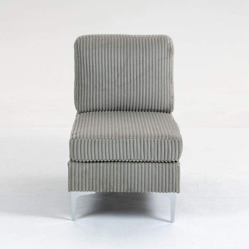 Single Couch Modular Armless Accent Chair With Back Cushion