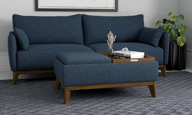 Reversible Tray Ottoman - Blue