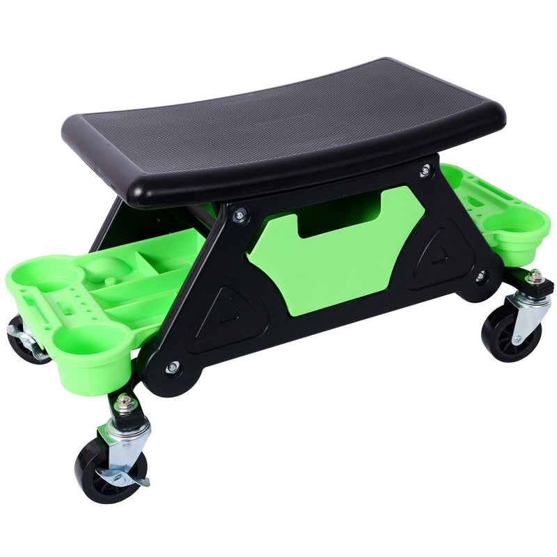 Heavy Duty Mechanic Stool With Tool Storage 300 Lbs Capacity Hdpe - Green