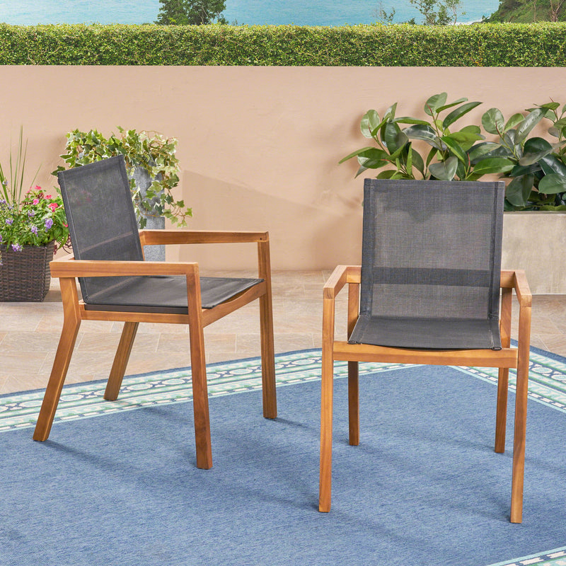 Belfast - Dining Chair With Acacia Wood Frame And Seating (Set of 2)