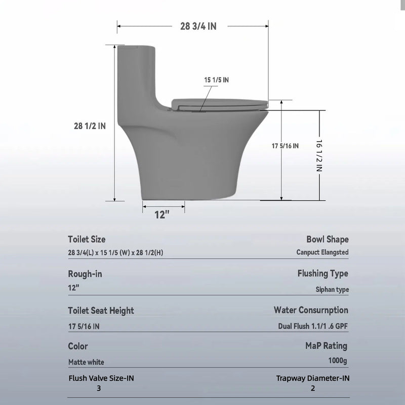 1 Piece Toilet With Dual Flush And Soft Closing Seat