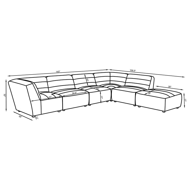 Nevve - 6 Piece Upholstered Tufted Sectional - Ivory
