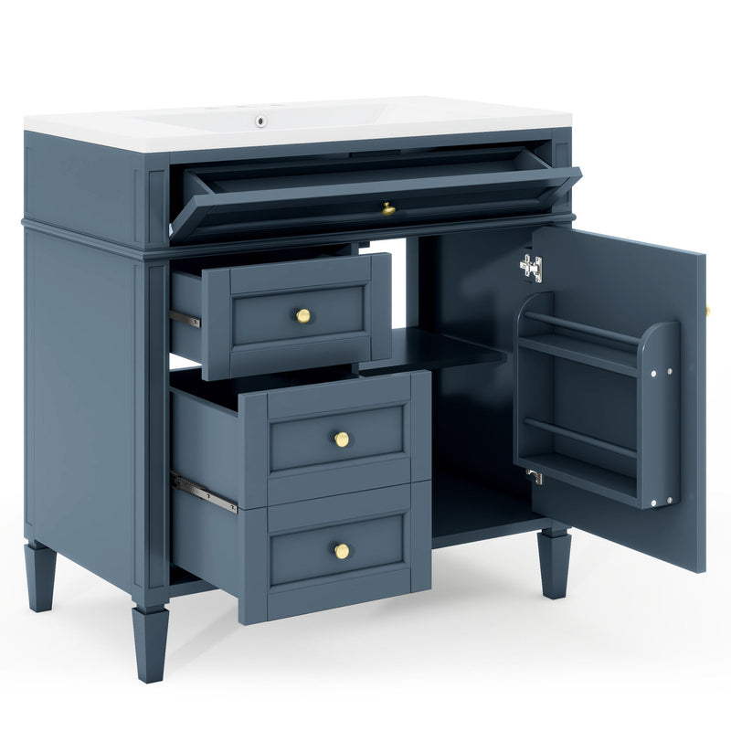 Bathroom Vanity With Top Sink, Storage Cabinet With 2 Drawers And Tip Out Drawer