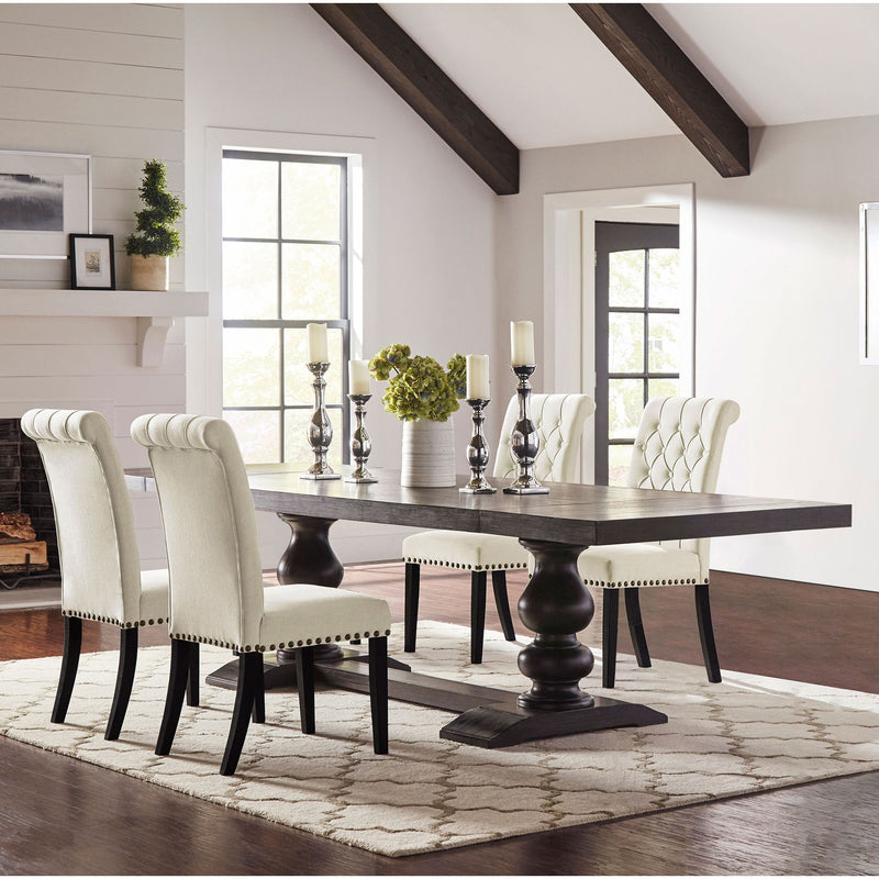 Vallerie - 5 Piece Dining Set With Upholstered Chairs - Black / Beige