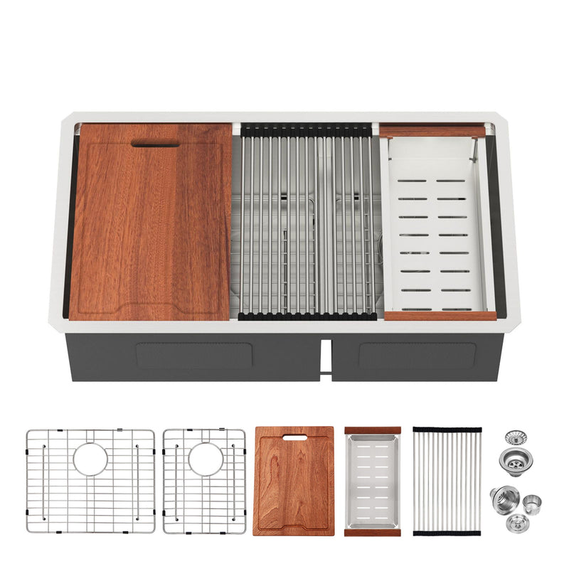 Stainless Steel Undermount Kitchen Sink With Double Bowl