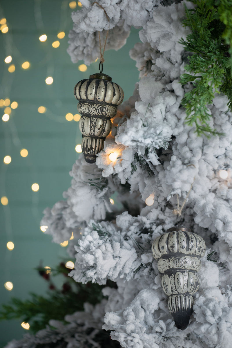 Tear Drop Ornament, Glass Decorative Hanging Christmas Tree Ornaments For Holiday Party Decorations (Set of 6) - Silver