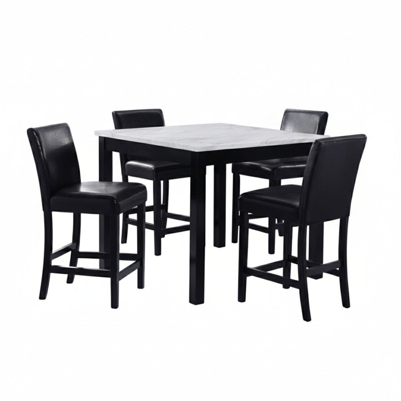 Modern 5 Piece Counter Height Dining Set With Tufted Nail Head Chairs