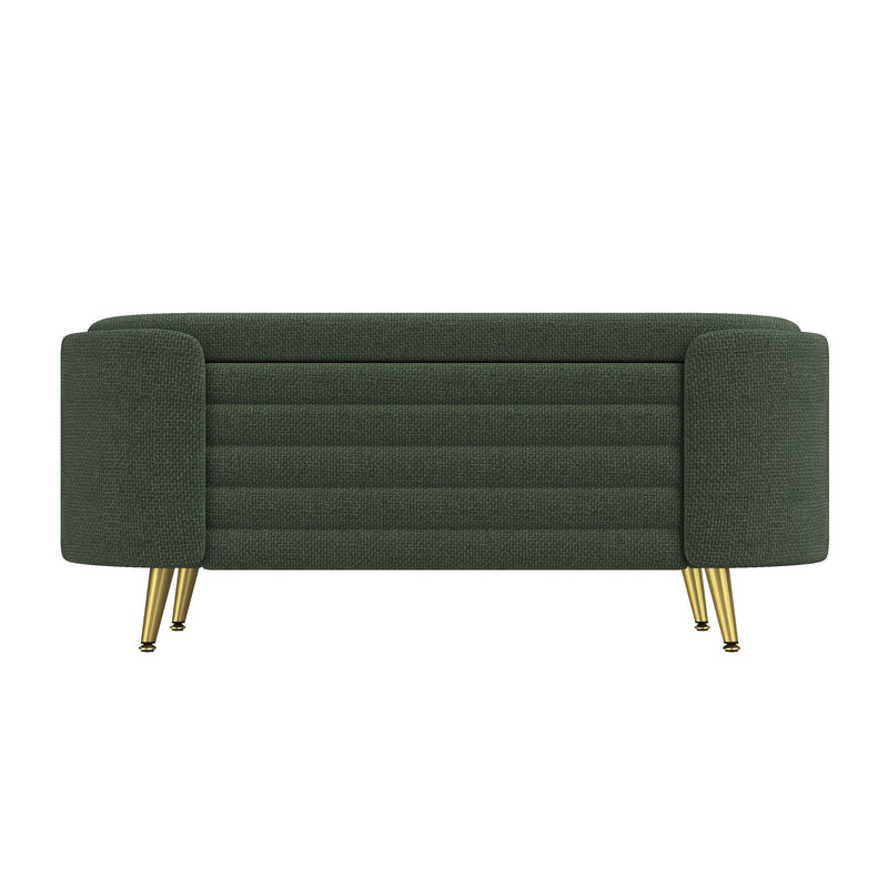 Modern Oval Storage Ottoman With Upholstery