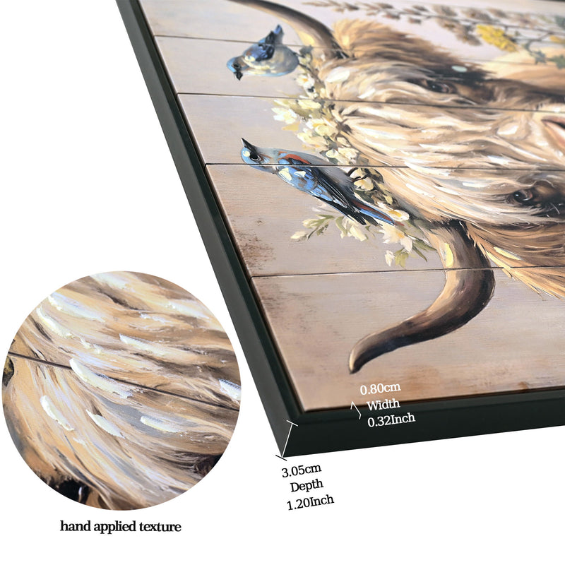 Highland Cow Wall Decor, Picture Canvas Art Print For Living Room - Camel / Brown