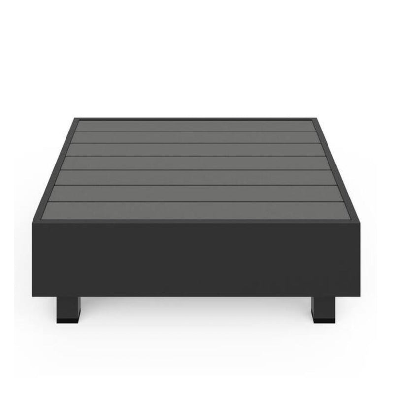 Square Slatted Patio Coffee Table With Rust Resistant Accents - Gray