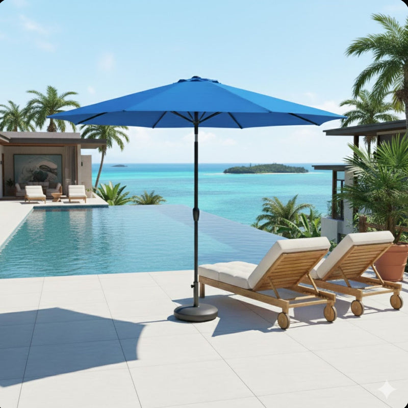 Patio Umbrella With Crank Lift And Tilt, UV-Resistant Canopy